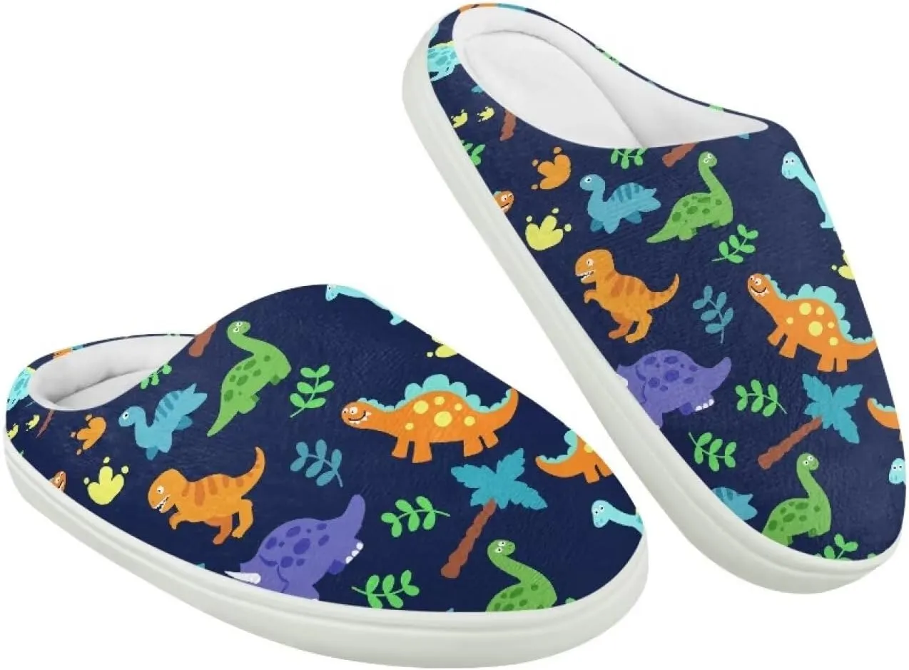 Fashion Warm House Slippers Soft Rubber Sole Anti-Skid Shoes Boys Girls Light Elastic Travel Slippers for Party Size 9-15 White Sole