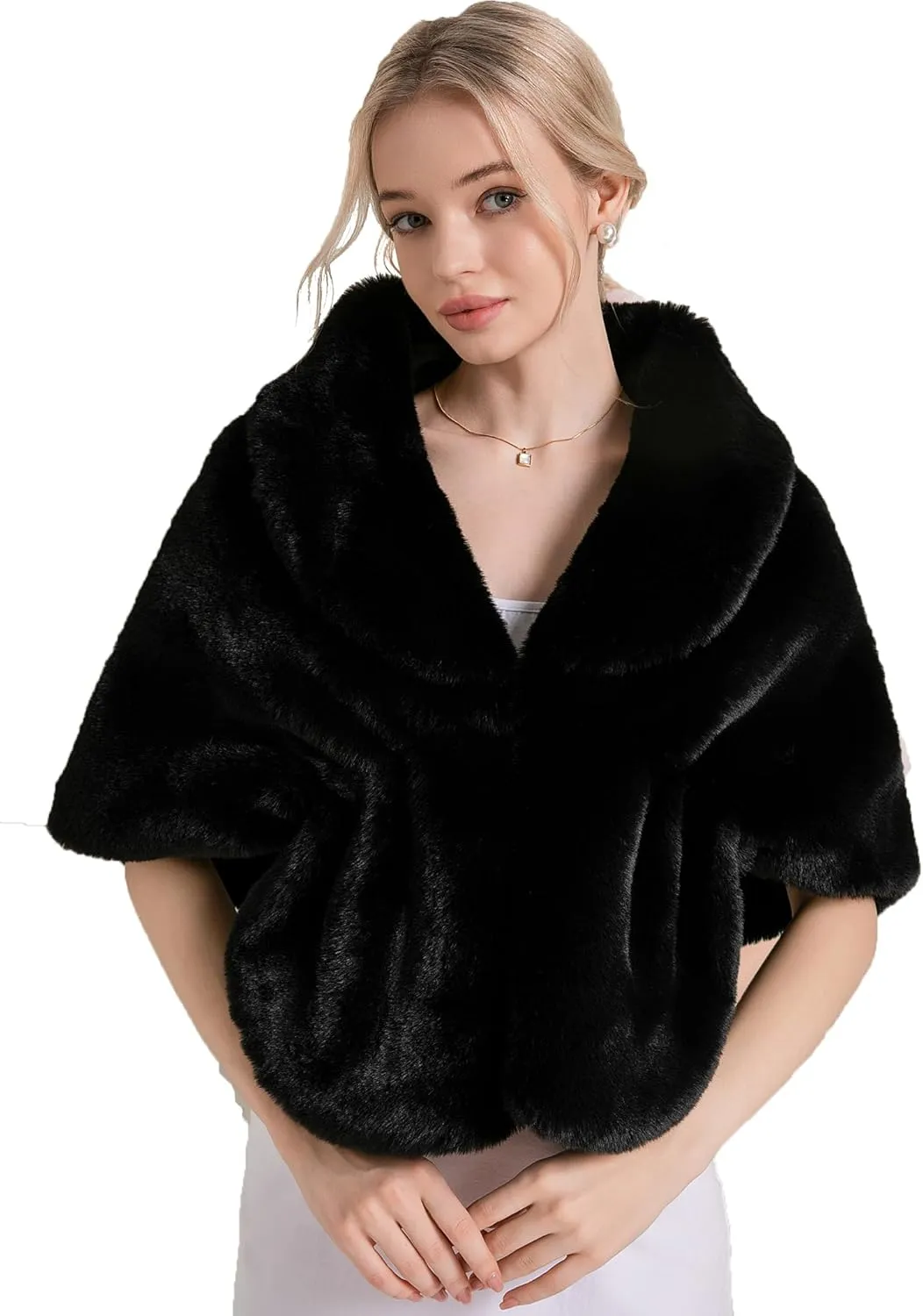 Faux Fur Shawls and Wraps For Women Stole Bridal Bridesmaids Warm Womens Cloak Cape Coat For Wedding Party