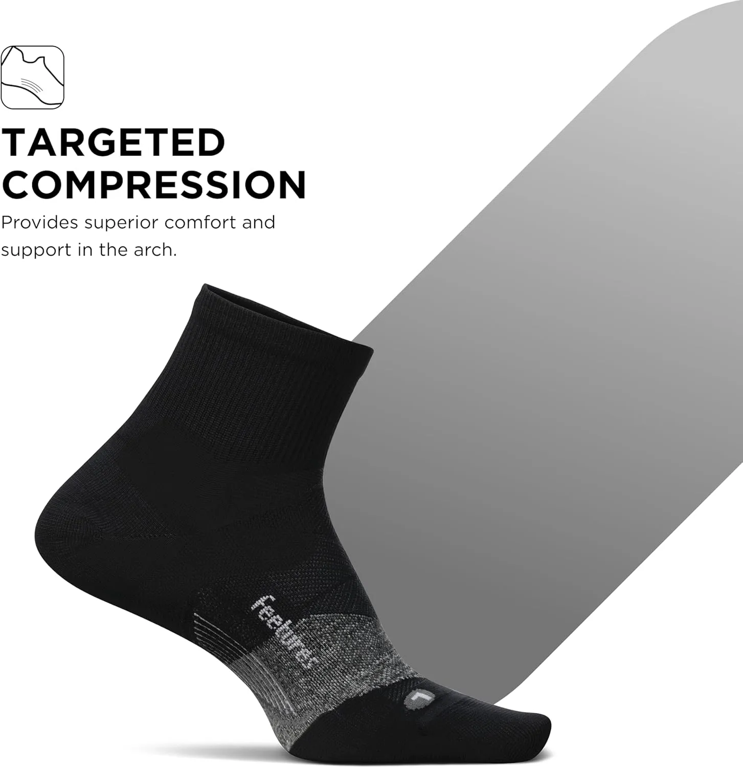 Feetures Elite Ultra Light Cushion Quarter - Sport Sock with Targeted Compression - (1 Pair)