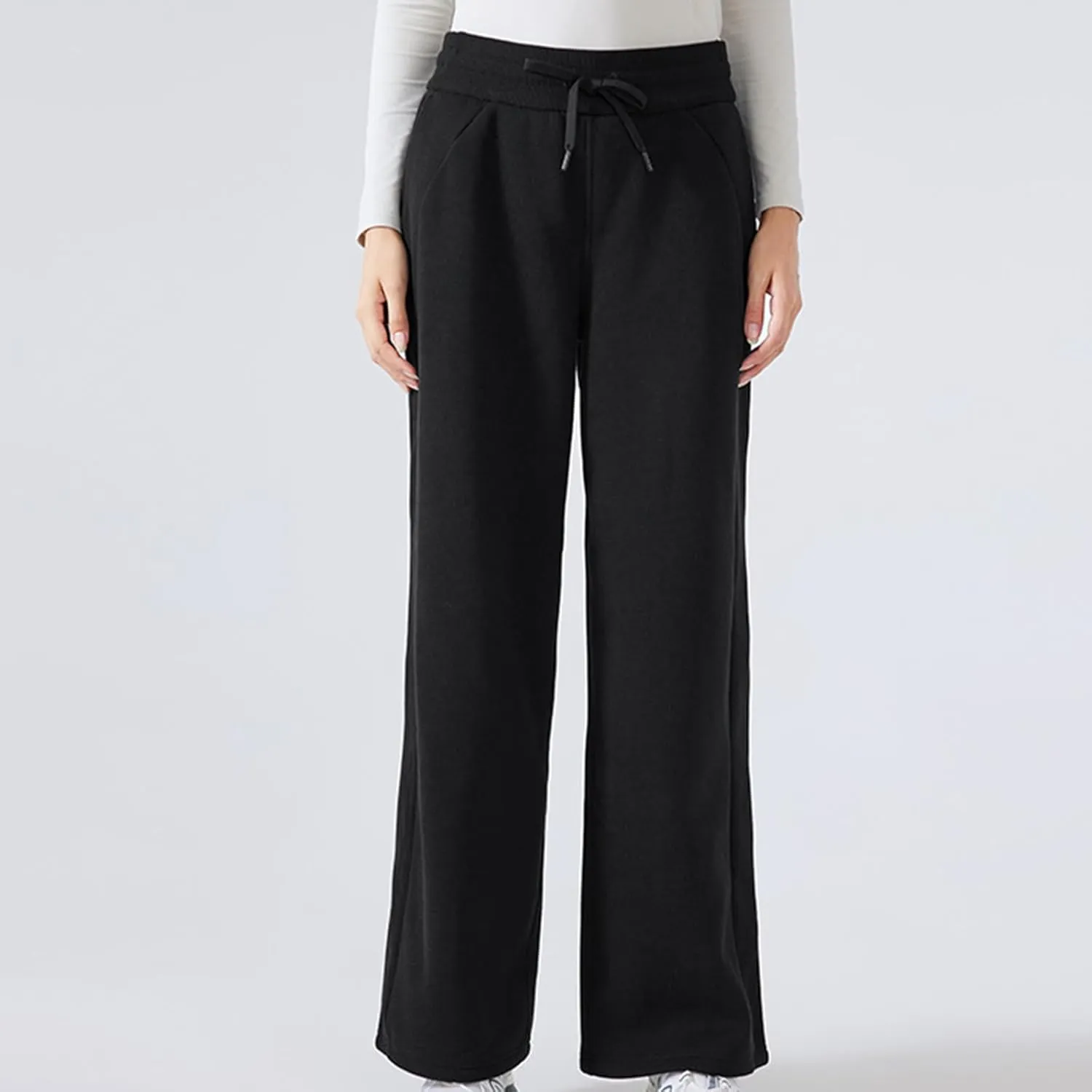 Fleece Lined Pants Women High Waist Warm Pants for Women Winter Straight Leg Sweatpants Thermal Joggers Pant