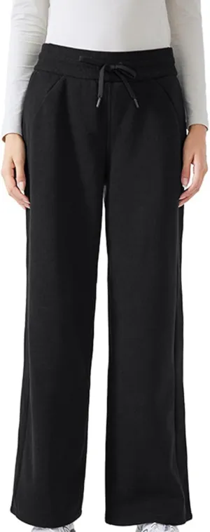 Fleece Lined Pants Women High Waist Warm Pants for Women Winter Straight Leg Sweatpants Thermal Joggers Pant