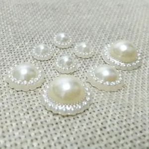 Flower Cabochon Cameo Bezel Flatback Imitation Pearls Simulated Beads Mobile Case Bridal Handbag Glue on Hair Bowknot scraft - (Item Dia: 16mm)