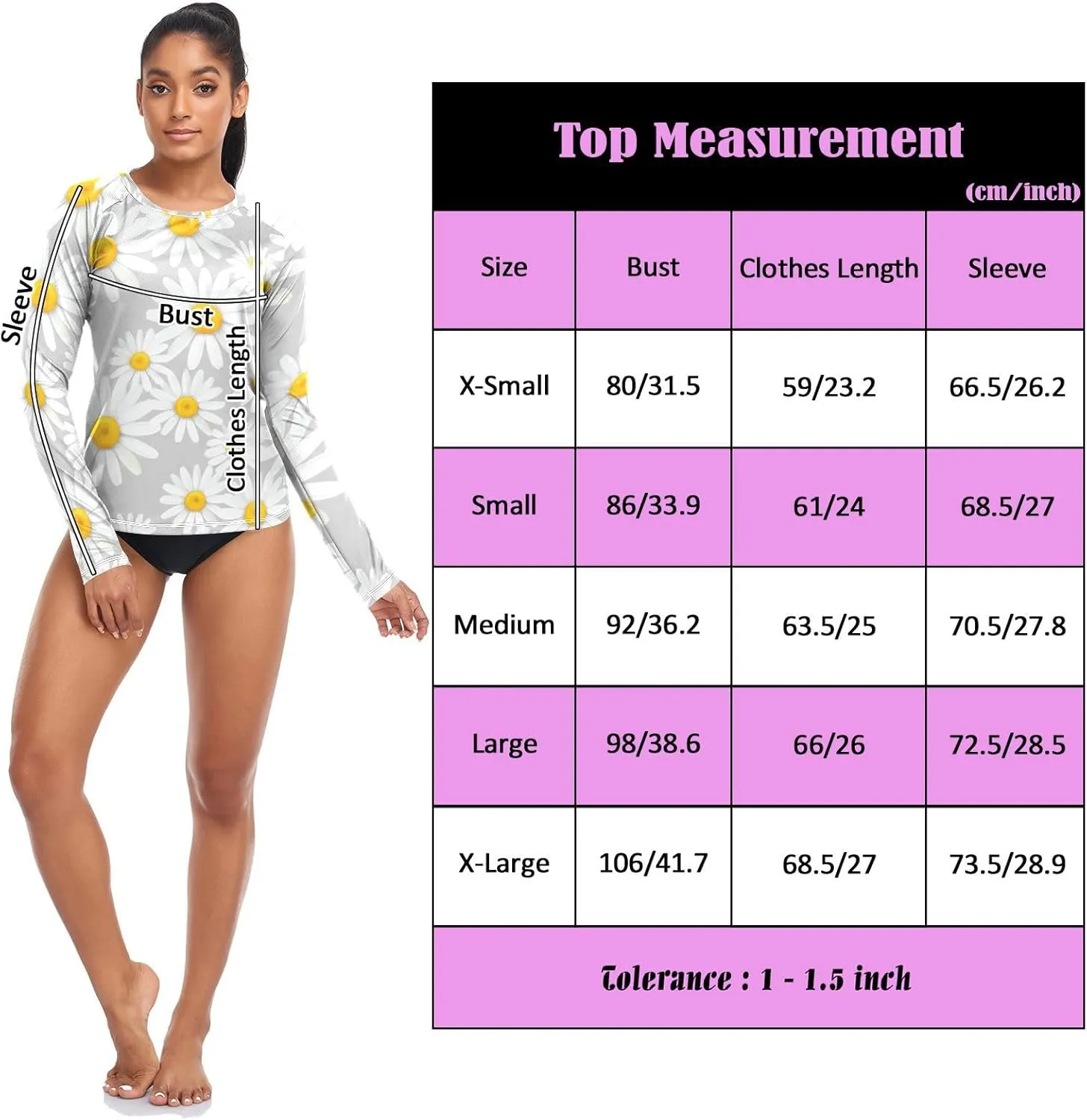 Flower Field LightGray Women's UPF 50  Rash Guard with Long Sleeve Sun Protection Lightweight Swim Shirt X-Small