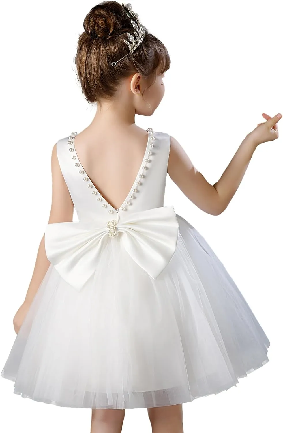 Flower Girl Dress Kids Satin Tulle Wedding Guest Party Birthday Bridesmaid Communion Pageant Prom Ball Gown Maxi
