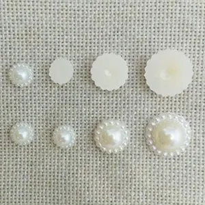 Flower Shape Cabochon Cameo Bezel Flatback Imitation Pearls Beads Mobile Case Bridal Shoe Handbag Glue on Hair Bowknot Scrapbook - (Item Dia: 16mm)