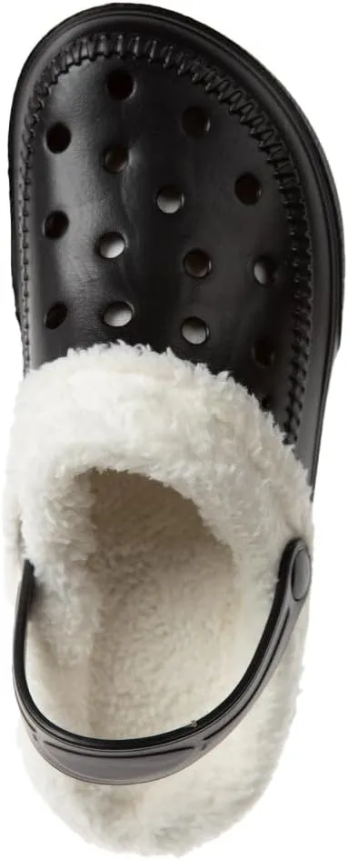 Foamwalk Women's Comfortable Furry Solid and Bubble Heel Platform Clogs with Faux Fur Lining - Fur Lined Clogs for Women