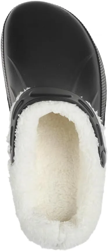 Foamwalk Women's Comfortable Furry Solid and Bubble Heel Platform Clogs with Faux Fur Lining - Fur Lined Clogs for Women