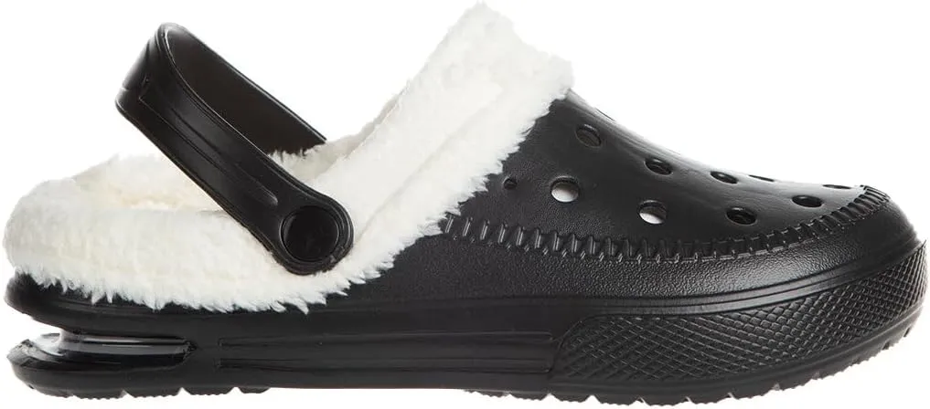 Foamwalk Women's Comfortable Furry Solid and Bubble Heel Platform Clogs with Faux Fur Lining - Fur Lined Clogs for Women