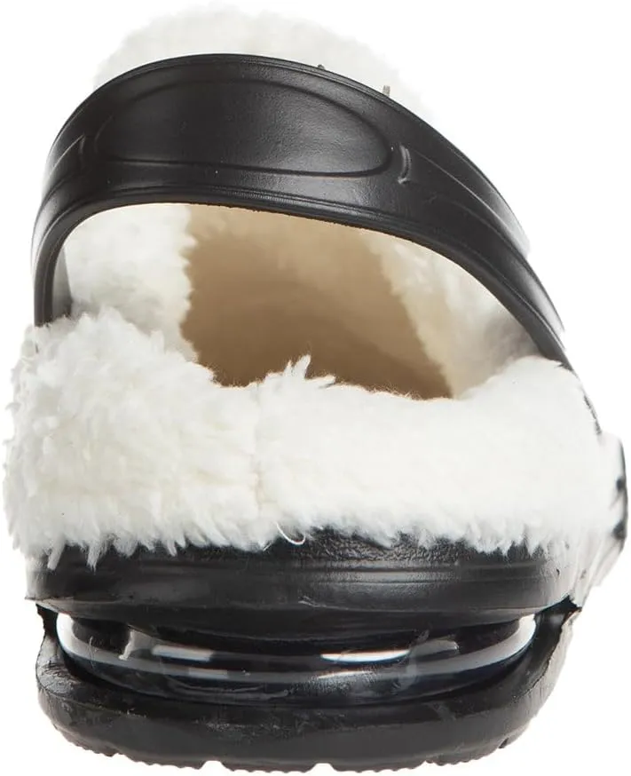 Foamwalk Women's Comfortable Furry Solid and Bubble Heel Platform Clogs with Faux Fur Lining - Fur Lined Clogs for Women