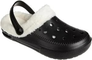 Foamwalk Women's Comfortable Furry Solid and Bubble Heel Platform Clogs with Faux Fur Lining - Fur Lined Clogs for Women