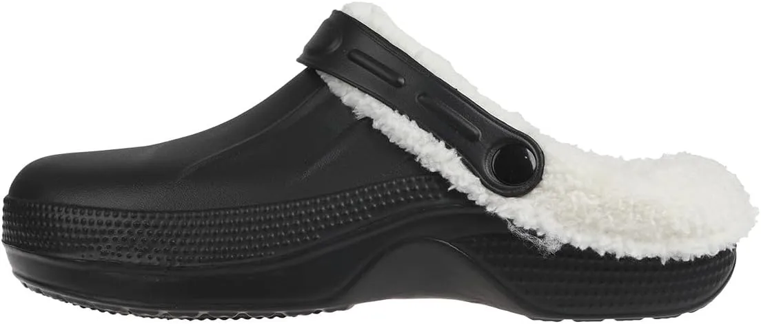 Foamwalk Women's Comfortable Furry Solid and Bubble Heel Platform Clogs with Faux Fur Lining - Fur Lined Clogs for Women