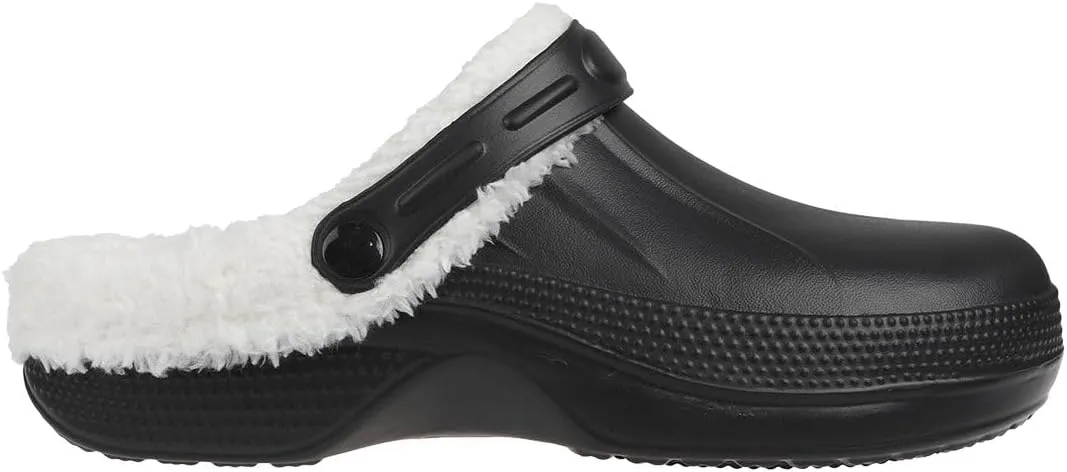 Foamwalk Women's Comfortable Furry Solid and Bubble Heel Platform Clogs with Faux Fur Lining - Fur Lined Clogs for Women