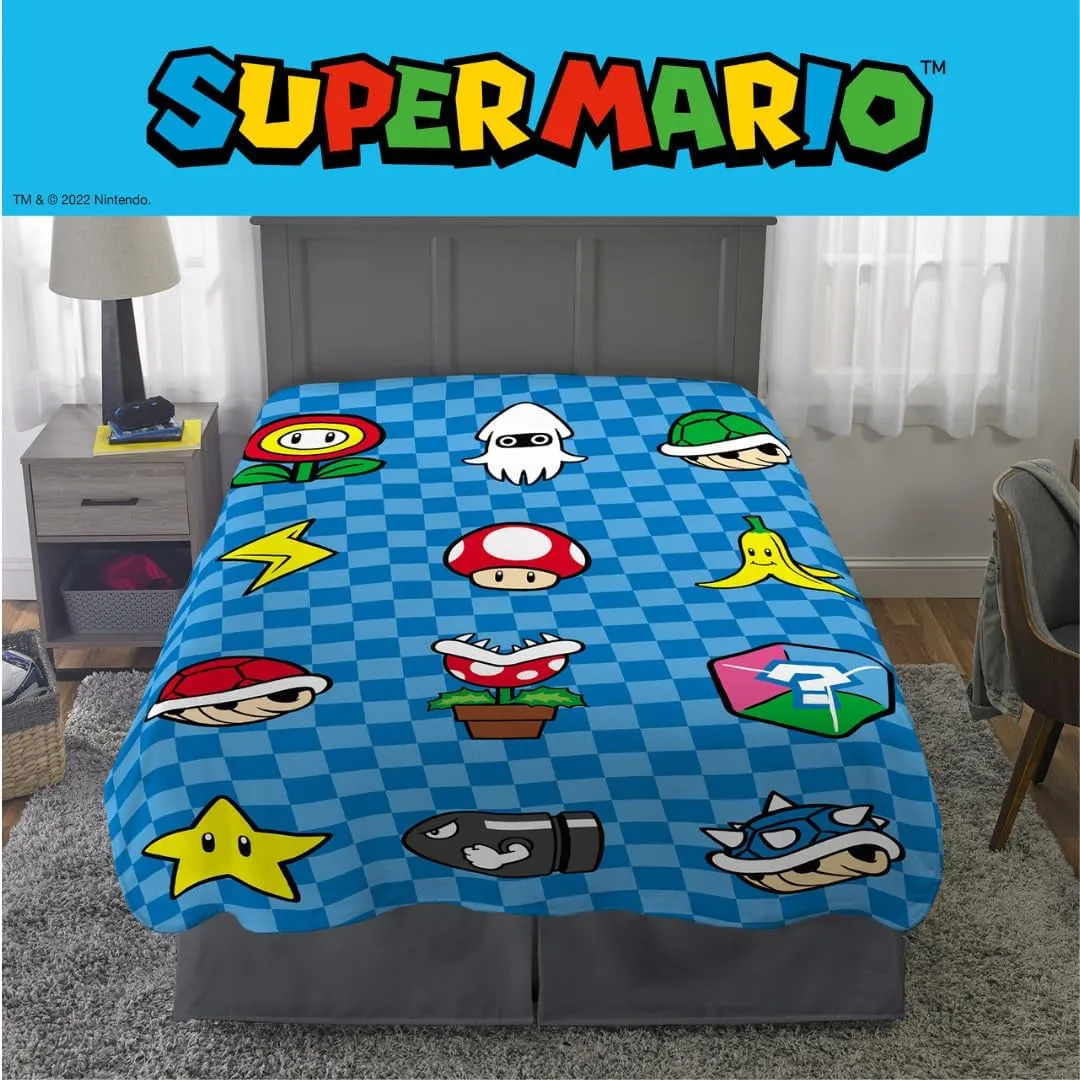 Franco Super Mario Bros. Kids Bedding Super Soft Cozy Throw Blanket, 62 in x 90 in, (Officially Licensed Product) Kids