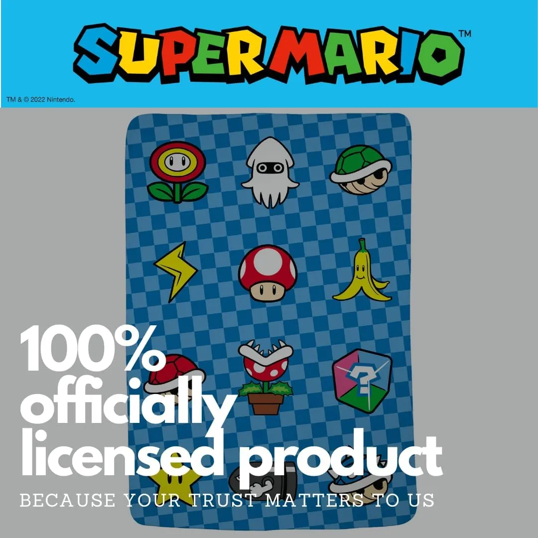 Franco Super Mario Bros. Kids Bedding Super Soft Cozy Throw Blanket, 62 in x 90 in, (Officially Licensed Product) Kids