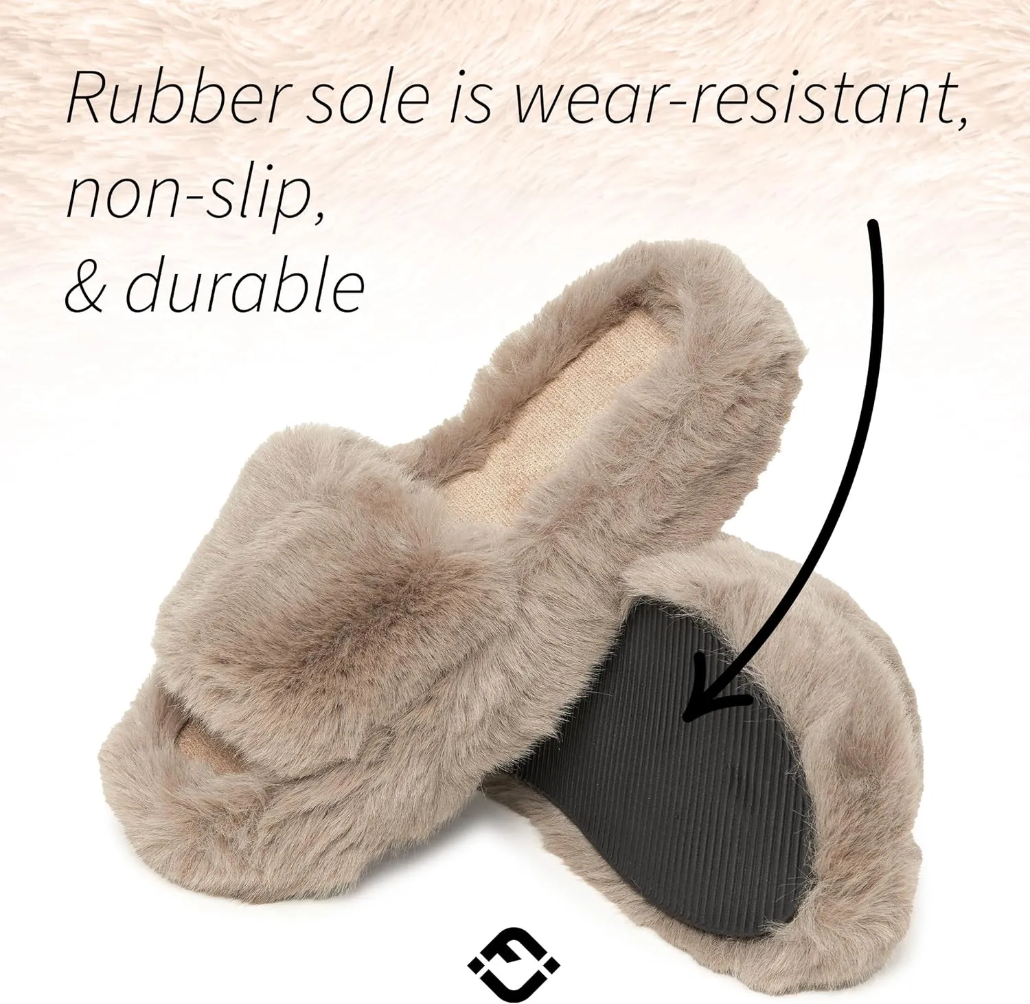 Funky Junque Women's Faux Fur Memory Foam Open Toe Slippers - Mother's Day Gift - with Non Slip Sole