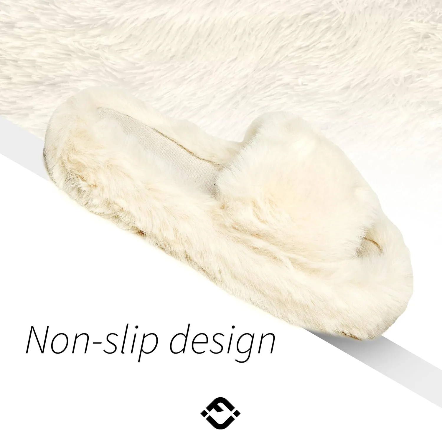 Funky Junque Women's Faux Fur Memory Foam Open Toe Slippers - Mother's Day Gift - with Non Slip Sole