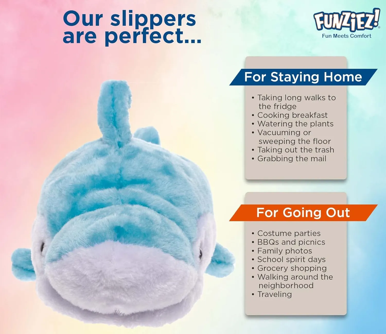 Funziez! Fuzzy Animal Slippers Womens & Mens, Funny Indoor House Shoes, Cute Stocking Stuffer Gift Holiday Christmas Hanukkah