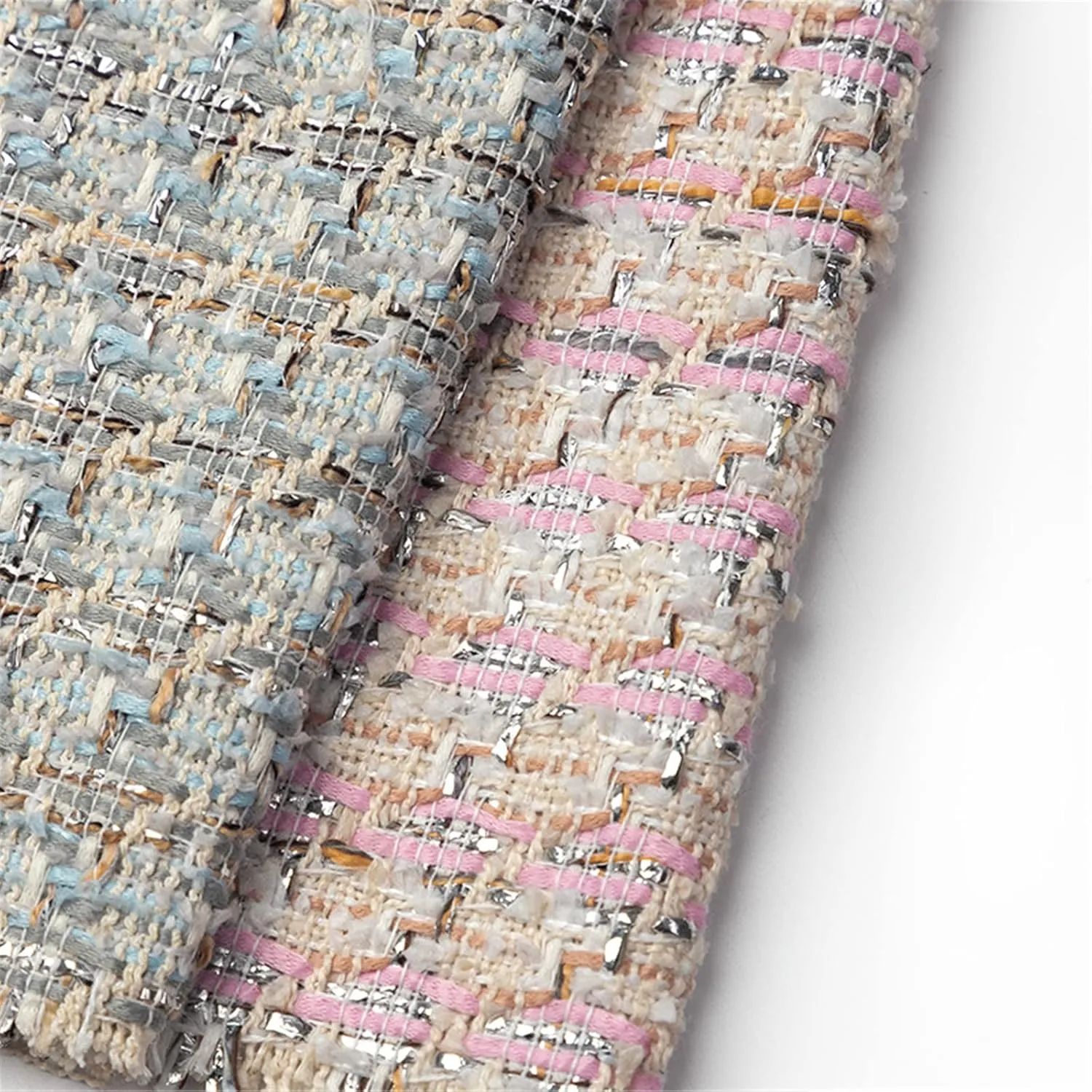 FW Soft Woolen Tweed Fabric by The Yard - Premium Blended Metallic DIY Hand Sewing Material for Dress, Skirt, Coat, Suit, Bag (16640-2)