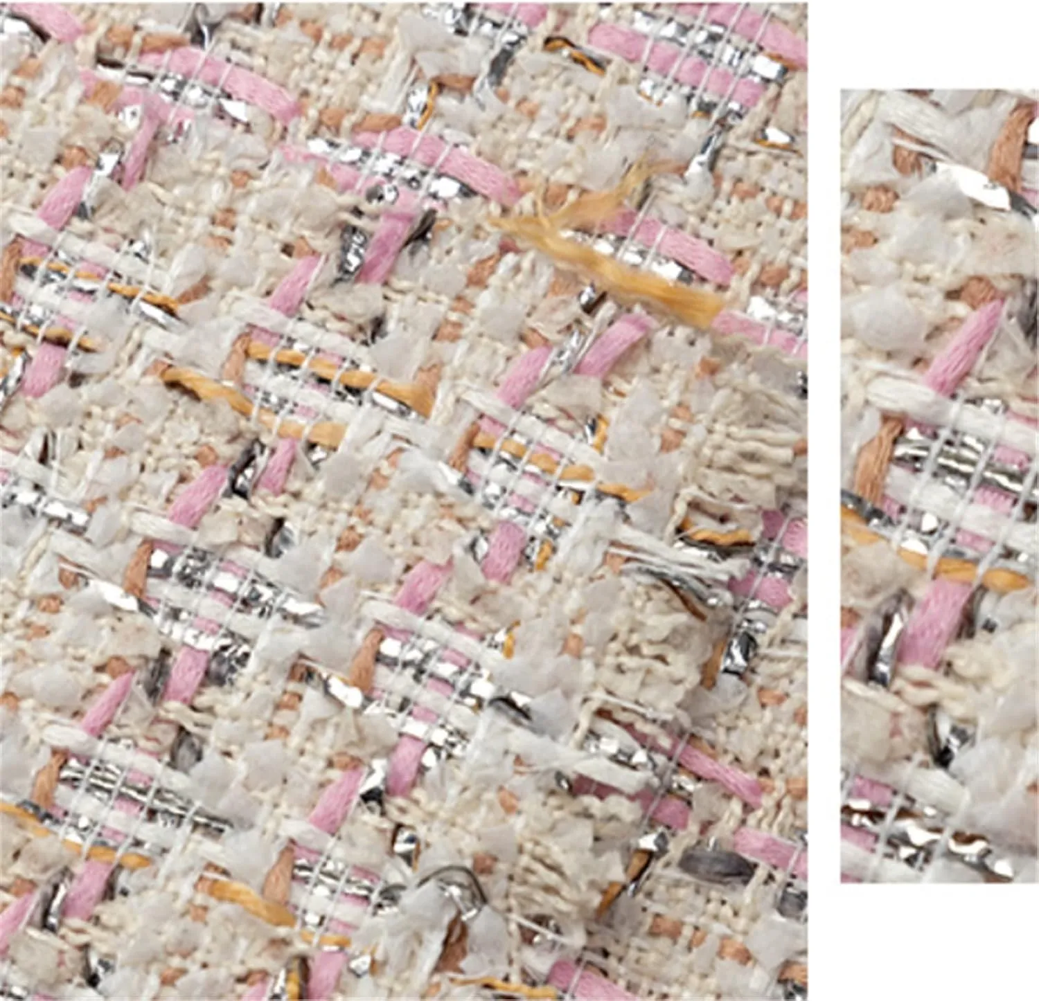 FW Soft Woolen Tweed Fabric by The Yard - Premium Blended Metallic DIY Hand Sewing Material for Dress, Skirt, Coat, Suit, Bag (16640-2)