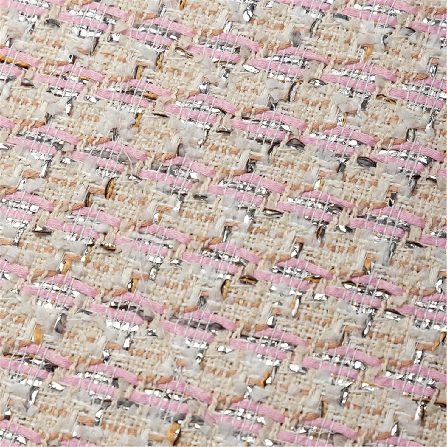 FW Soft Woolen Tweed Fabric by The Yard - Premium Blended Metallic DIY Hand Sewing Material for Dress, Skirt, Coat, Suit, Bag (16640-2)