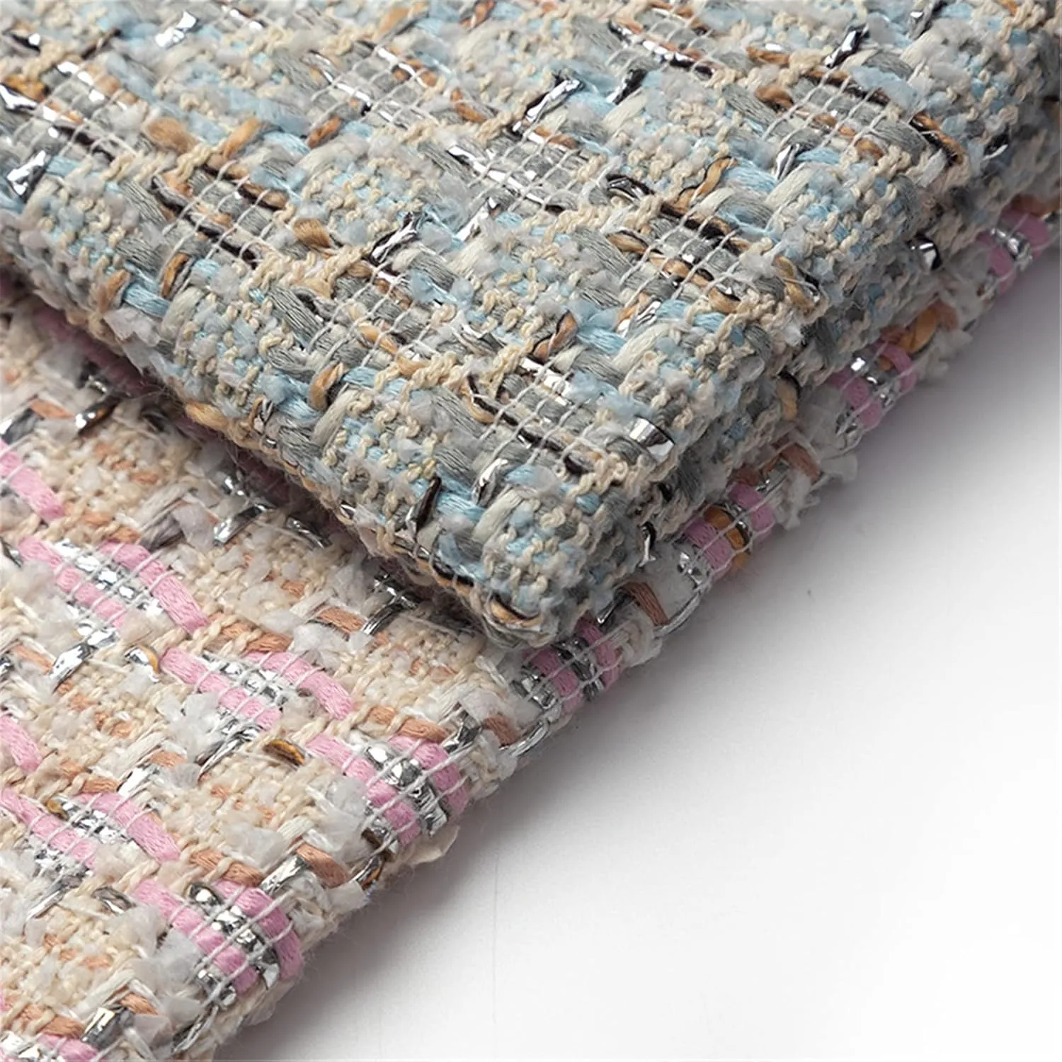 FW Soft Woolen Tweed Fabric by The Yard - Premium Blended Metallic DIY Hand Sewing Material for Dress, Skirt, Coat, Suit, Bag (16640-2)