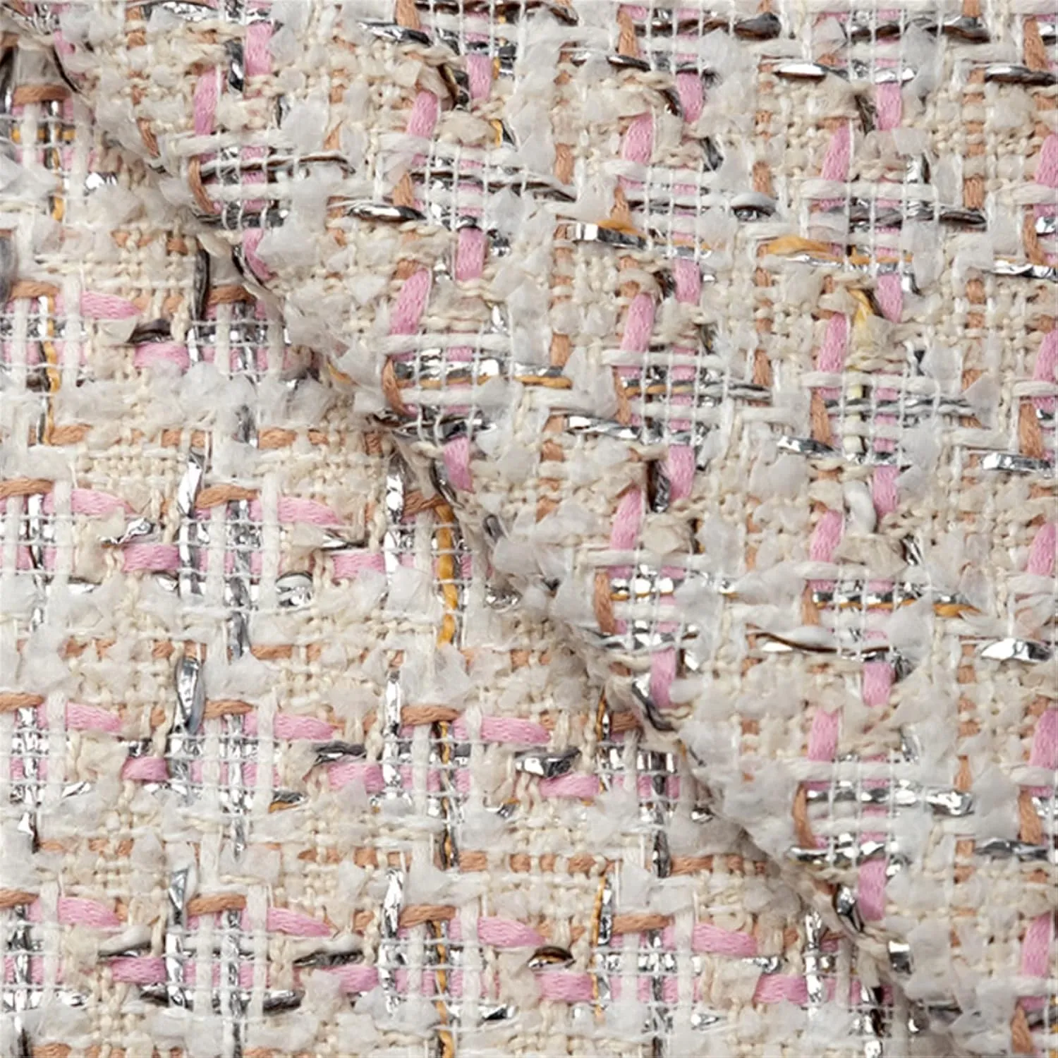 FW Soft Woolen Tweed Fabric by The Yard - Premium Blended Metallic DIY Hand Sewing Material for Dress, Skirt, Coat, Suit, Bag (16640-2)