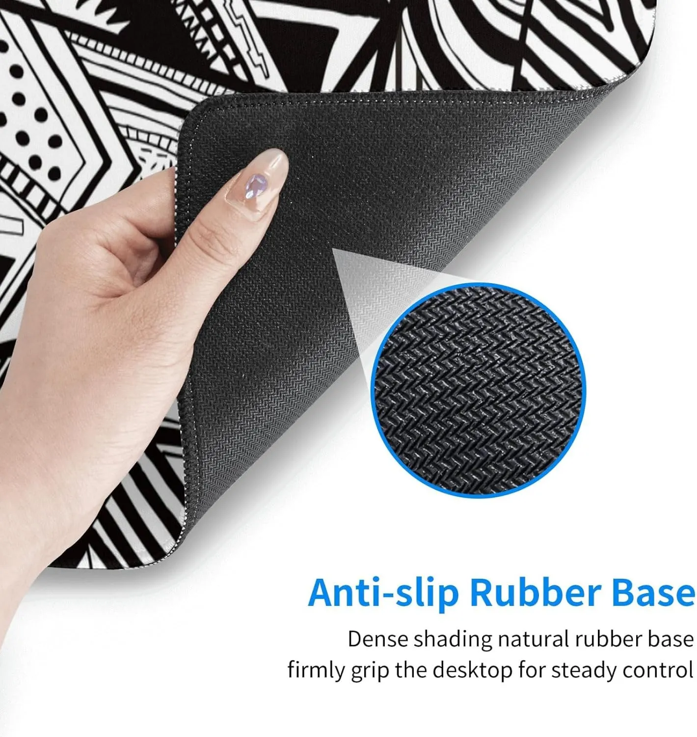 Gaming Mouse Pad, Large Non-Slip Rubber Base Mousepad, Keyboard Mouse Mat, Desk Pad with Stitched Edges, 31.5x11.8inch,Black Checkered Abstract Pattern