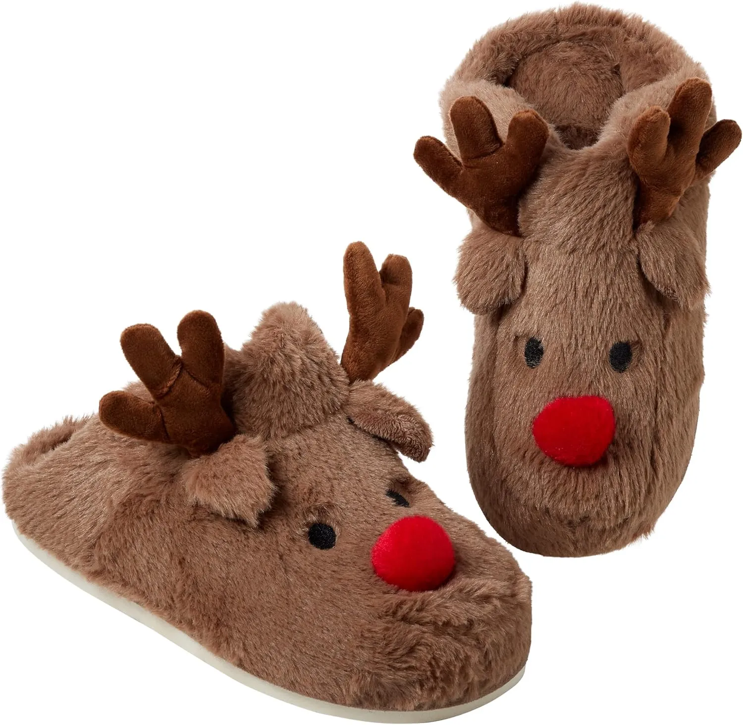 Gilbins Women's-Men's Christmas Holiday Ugly Warm Memory Foam Fury Slippers Sweater Reindeer Winter Soft Cozy Home Booties slipper for Indoor & Outdoor