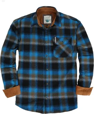 Gioberti Men's Brushed Flannel 100% Cotton Plaid Checkered Shirt with Corduroy Contrast
