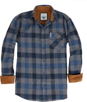 Gioberti Men's Brushed Flannel 100% Cotton Plaid Checkered Shirt with Corduroy Contrast
