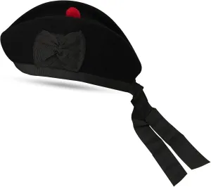 Glengarry HAT Pure Wool Cap with POM POM Soft Cotton Lining Comfortable FIT Kilt Accessories – Military Cap Highland WEAR