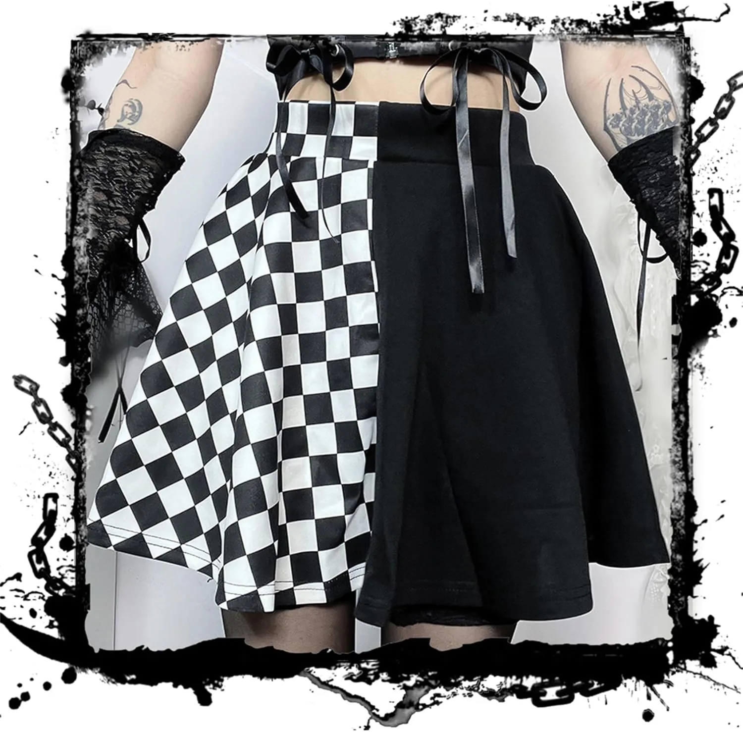 Goth Skirts for Women Punk Grunge Rave Emo Y2k Vintage Halloween