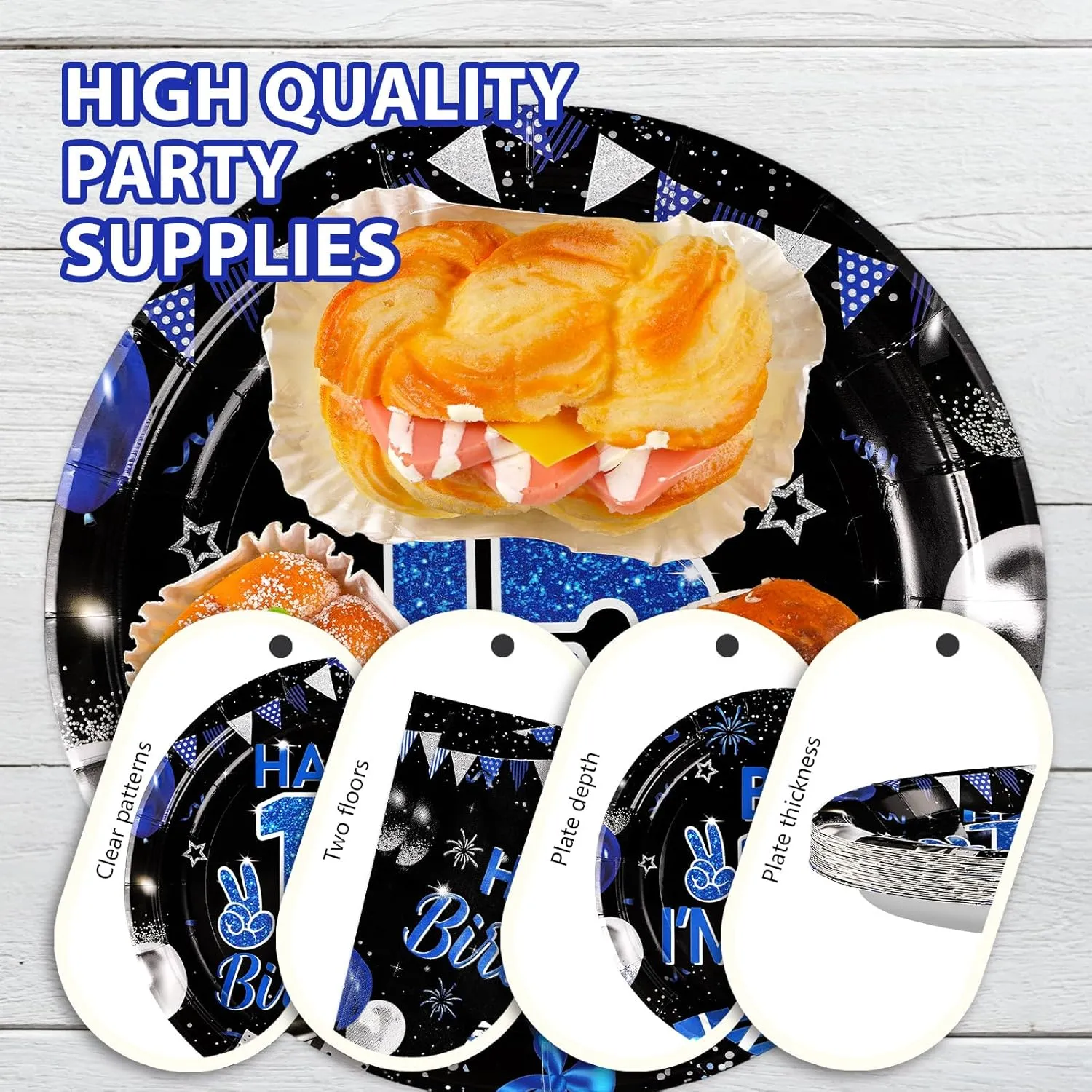 Grencian 96Pcs 15th Birthday Party Decorations for Boys Blue and Black 15th Birthday Plates Disposable Official Teen 15 Tableware for Teen Boys I’m 15 Bro 15 Years Old Party Supplies Serves 24