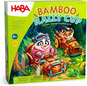 HABA Bamboo Rally Cup - Hype in The Jungle: Board Games for Kids 6-8, Fast-paced Car Racing Games & Strategy Board Games, Made in Germany