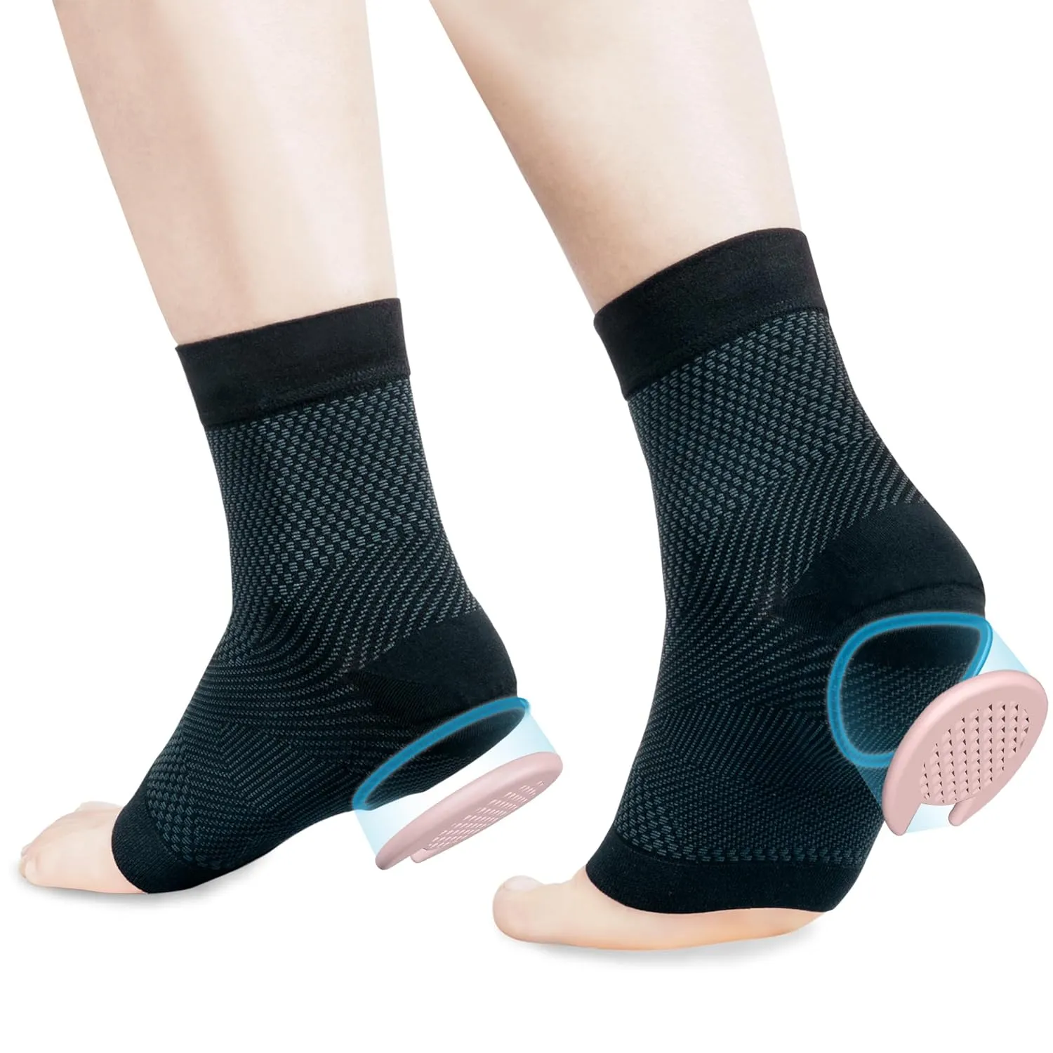 Heel Protector Compression Sleeve Socks (1 Pair), Heels Cushion Cups Support for Pain Relief, Heel Spurs, Cracked Foot, Tendonitis - Improved Version (S/M)