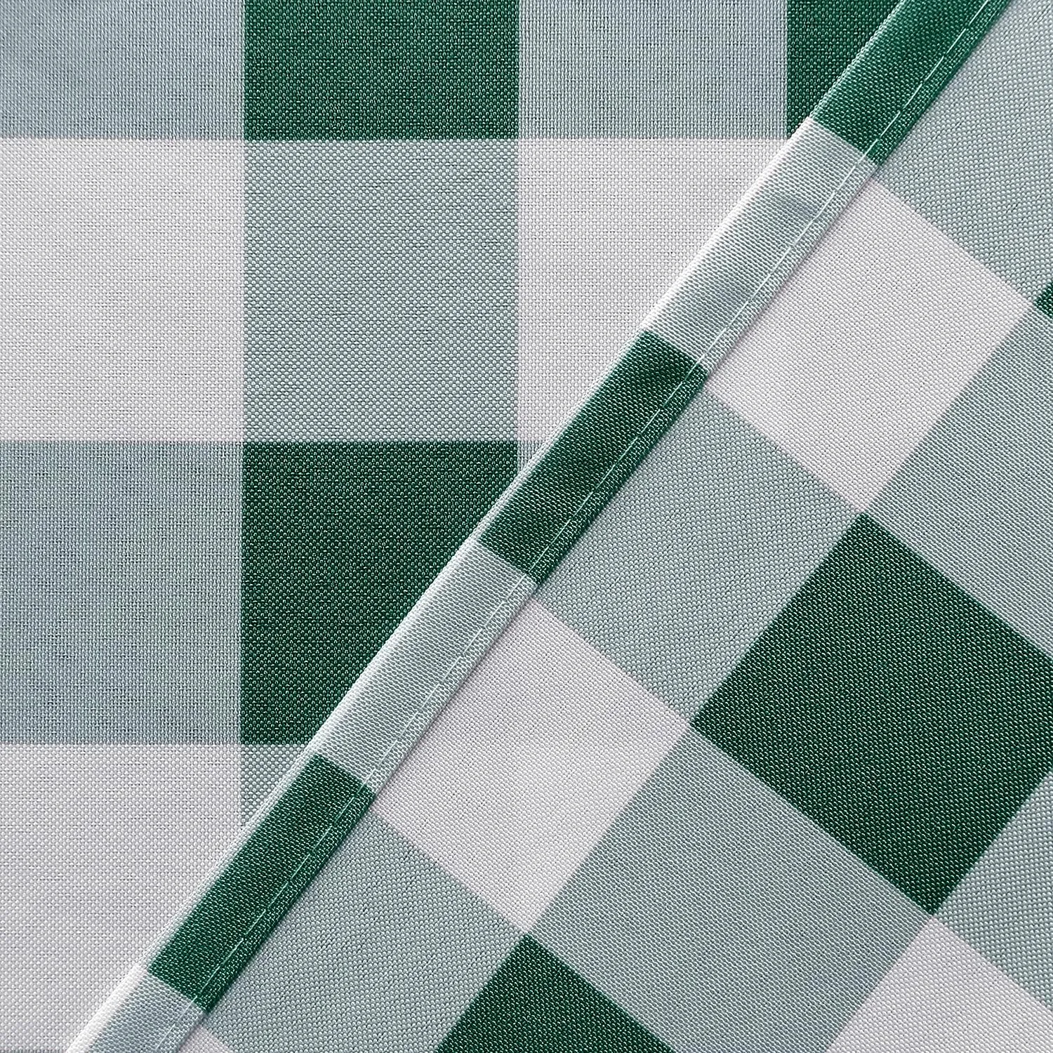 Hiasan 3 Piece Semi Sheer Kitchen Curtains Light Filtering Buffalo Checkered Tier and Valance Window Curtains Set, Forest Green, 60 W x 18 L (1 Panel)   29 W x 36 L (2 Panels)