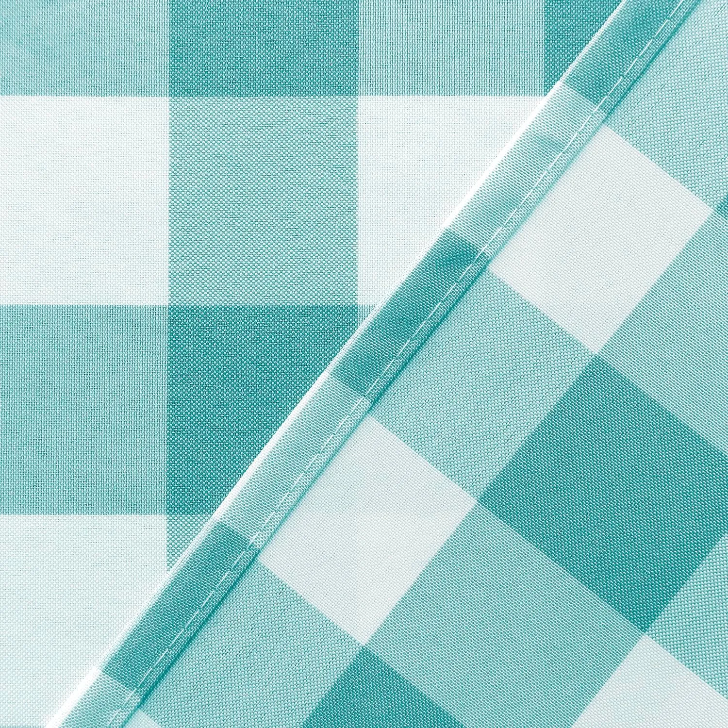 Hiasan Aqua Semi Sheer Kitchen Curtains Privacy Protection and Light Reducing Checkered Tier and Valance Window Curtains, Set of 3 Pieces, 60 W x 18 L (1 Panel)   29 W x 36 L (2 Panels)