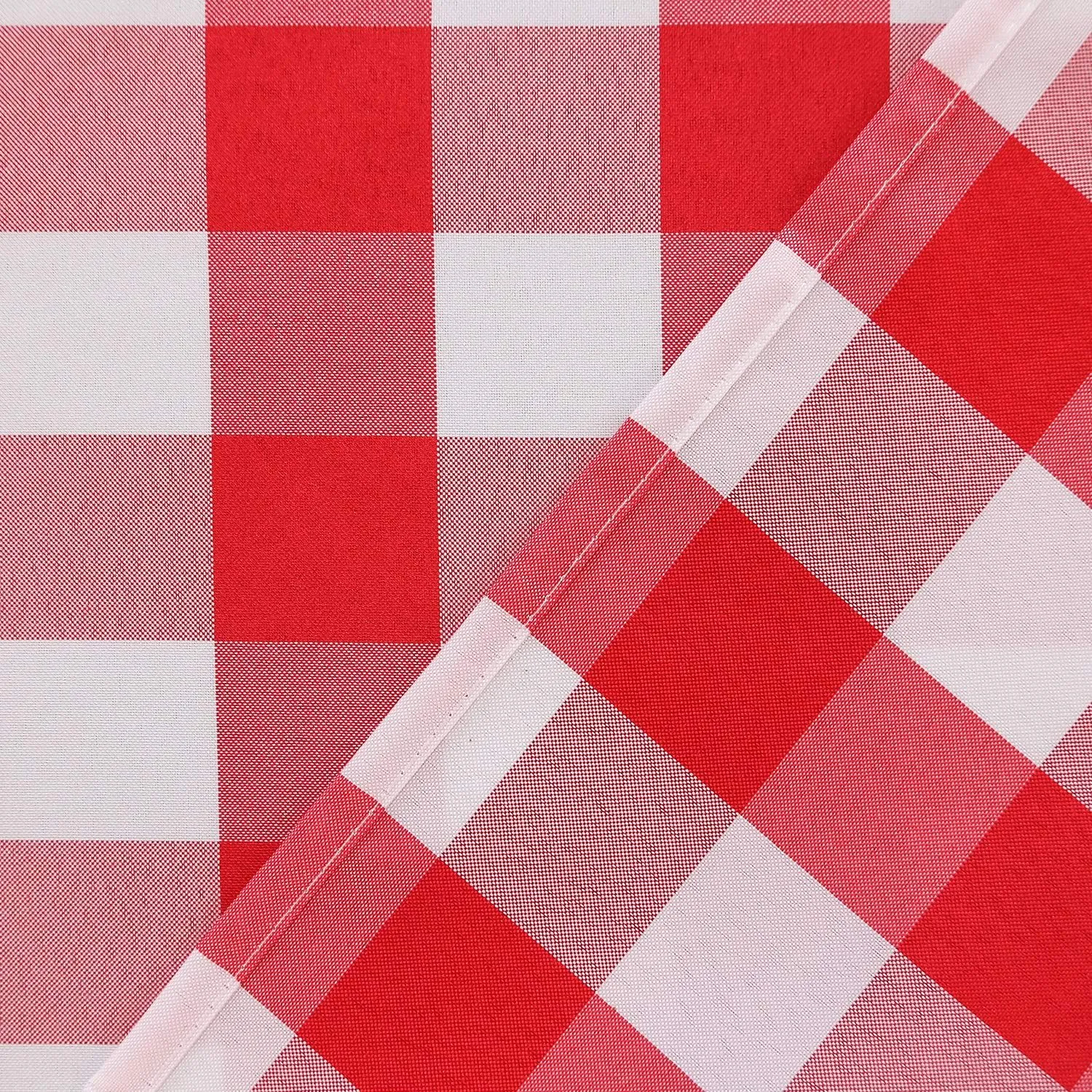 Hiasan Semi Sheer Tier and Valance Curtains Set Light Filtering Buffalo Checkered Kitchen Curtains, Red, Set of 3 Pieces, 60 W x 18 L (1 Panel)   29 W x 36 L (2 Panels)