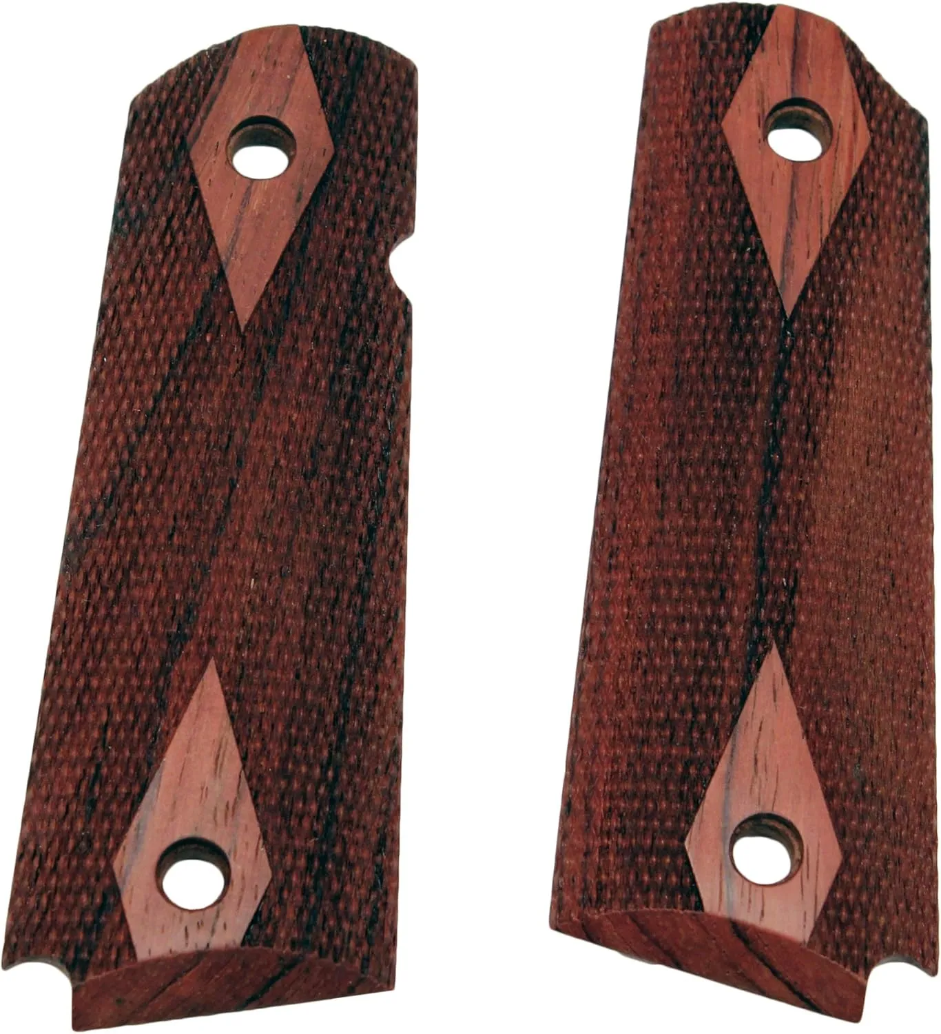 Hogue 45911 1911 Gov Model Rosewood Checkered Wood Grips, One Size