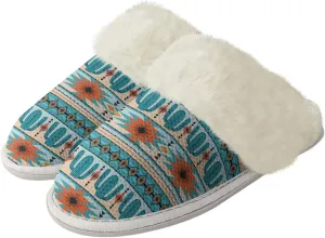Howilath Western Aztec Fuzzy Slippers Women Warm House Shoes with Anti-Skid Sole Plush Slippers