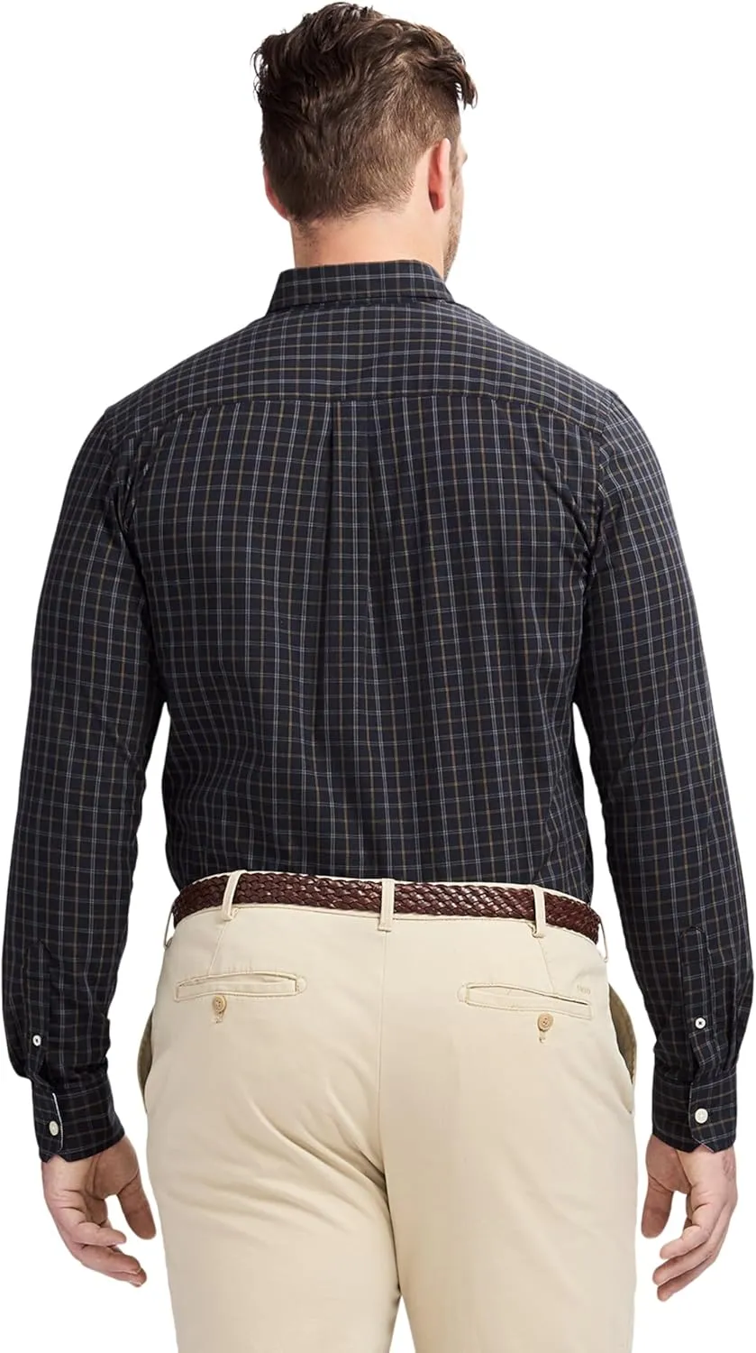 IZOD Men's Big and Tall Performance Comfort Long Sleeve Gingham Button Down Shirt