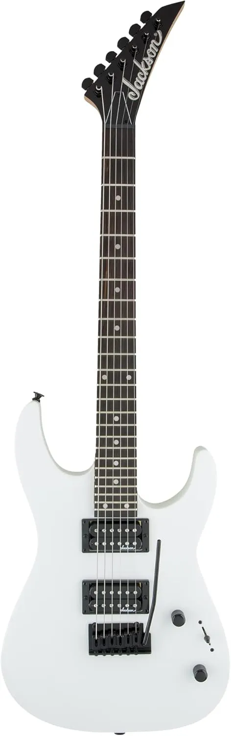 Jackson Dinky JS12 Electric Guitar Snow White Bundle With Cable, Strap, Tuner, Picks, and Austin Bazaar Instructional DVD