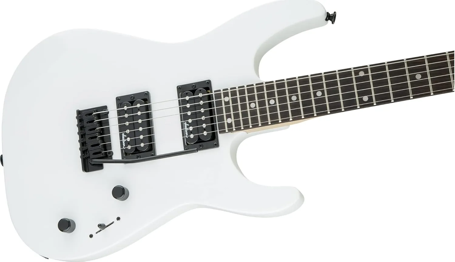 Jackson Dinky JS12 Electric Guitar Snow White Bundle With Cable, Strap, Tuner, Picks, and Austin Bazaar Instructional DVD