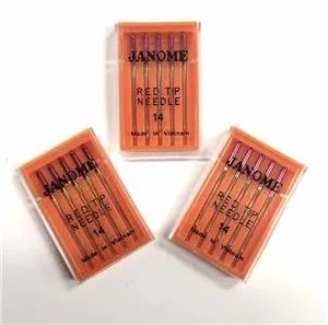 Janome Red Tip 3 x 5 Needle Packs Size 14 Size 90/14