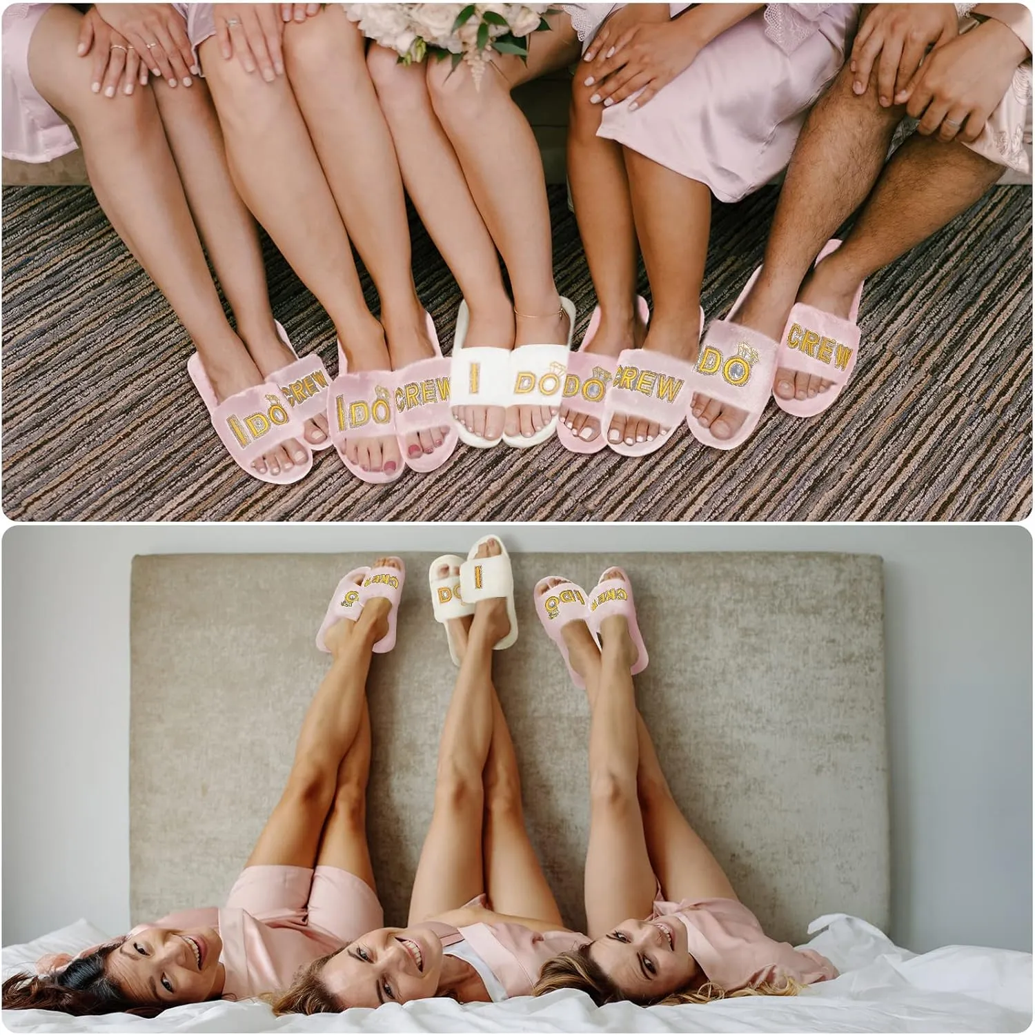 Jiuguva 6 Pairs Wedding Slippers Fuzzy I Do and I Do Crew Slipper Maid and Matron of Honor Slipper for Bride Bridesmaid Gifts for Wedding Day Bridal Shower Bachelorette Party