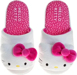 Josmo Sanrio Hello Kitty slippers for Women - Kitty White Indoor House Shoes Cute Plush Fuzzy Cat Slipper (sizes: 5-10 Adults)