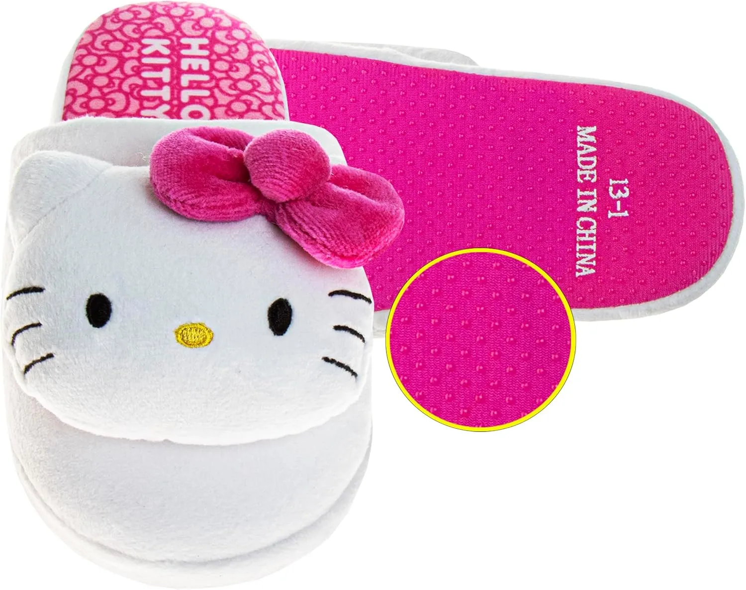 Josmo Sanrio Hello Kitty slippers for Women - Kitty White Indoor House Shoes Cute Plush Fuzzy Cat Slipper (sizes: 5-10 Adults)