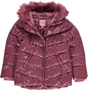 Juicy Couture Girls Coat, Faux Fur Hooded Winter Jacket, Warm Padded Parka Hoodie, Kids Heavyweight Winter Coat