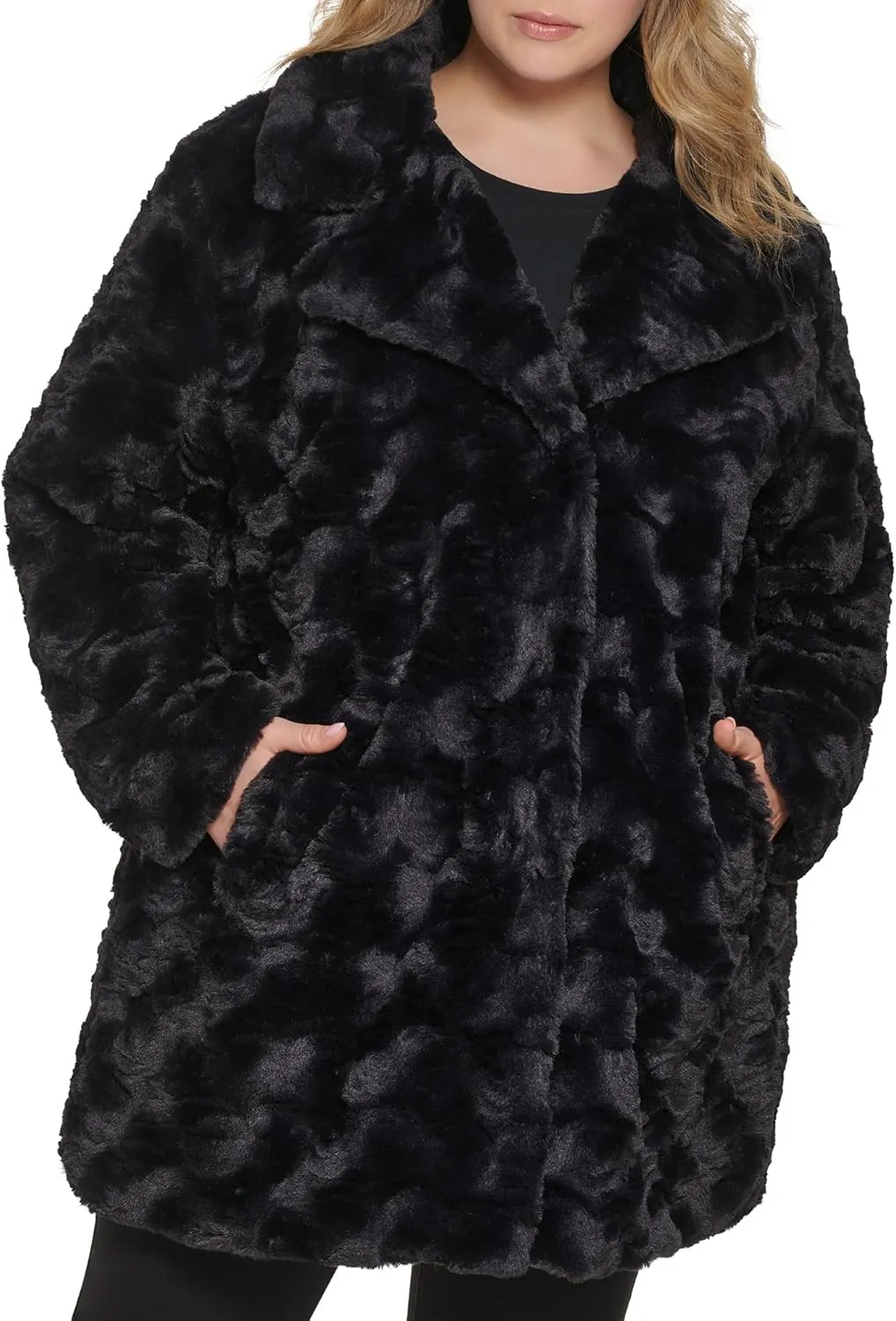 Kenneth Cole Women's Classic Mink Style Faux Fur Coat