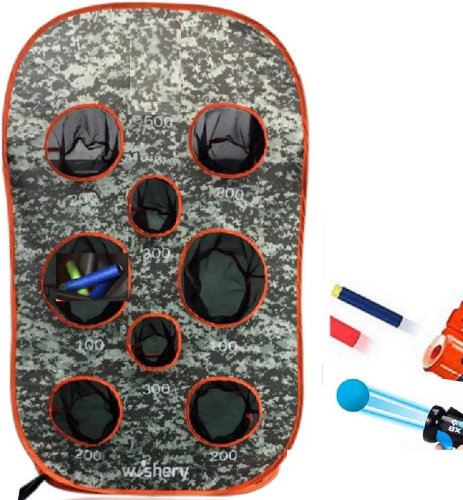 Kids Large Target for Nerf Guns - Shooting Practice Toy with Storage Net for Boys. Perfect for Indoor & Outdoor Nerf Party, Nerf War, or Birthday Gift